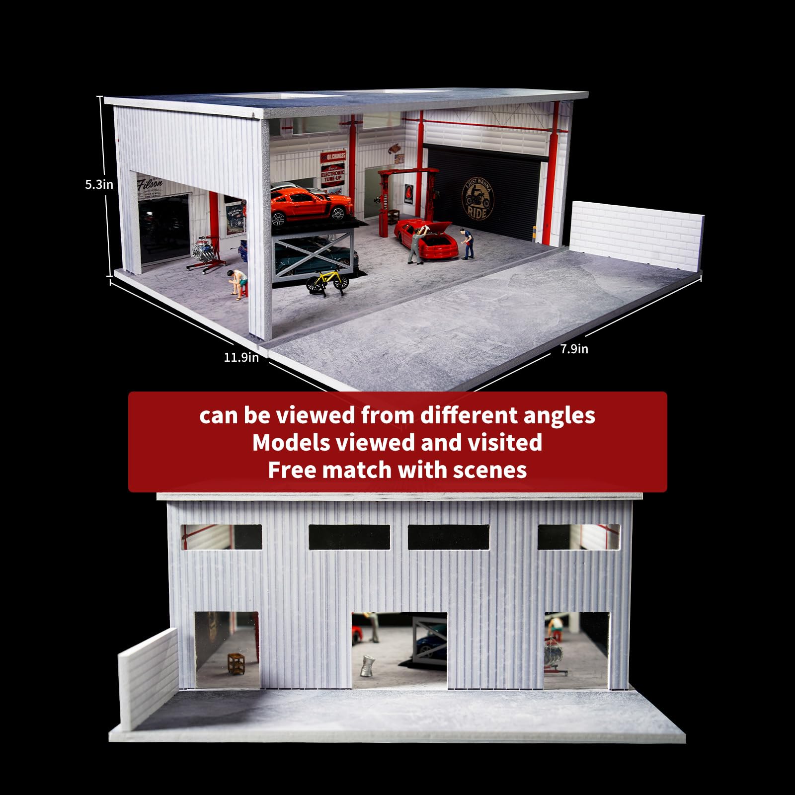 Amazon.com: Malamfans 1/64 Diorama Display Case Garage with LED